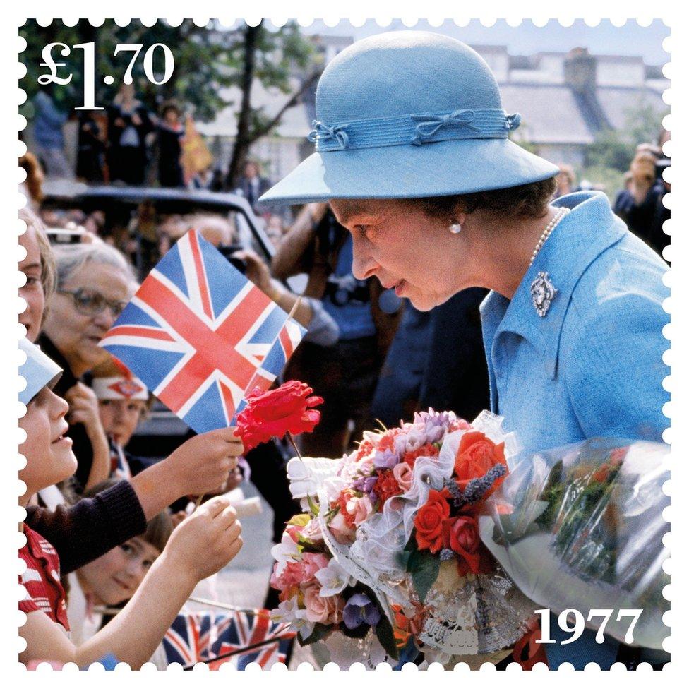 1977 stamp featuring the Queen during her Silver Jubilee celebrations