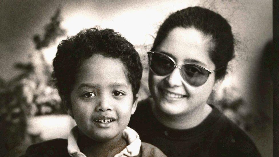 Stephen Bush as a six-year-old, with his mother Rachma Bush