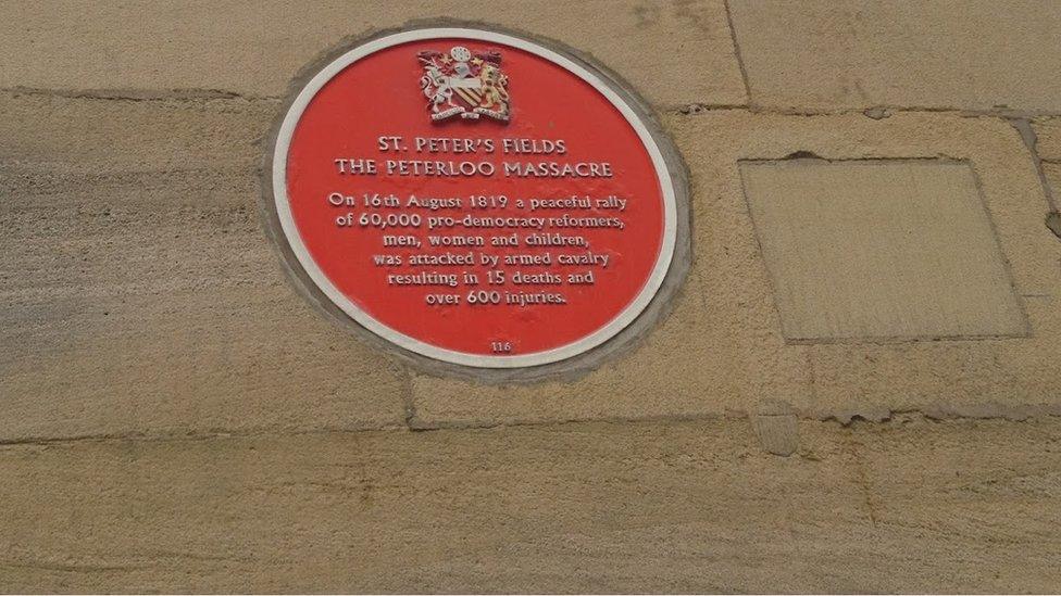 Peterloo plaque, Free Trade Hall/Raddison Hotel, Manchester