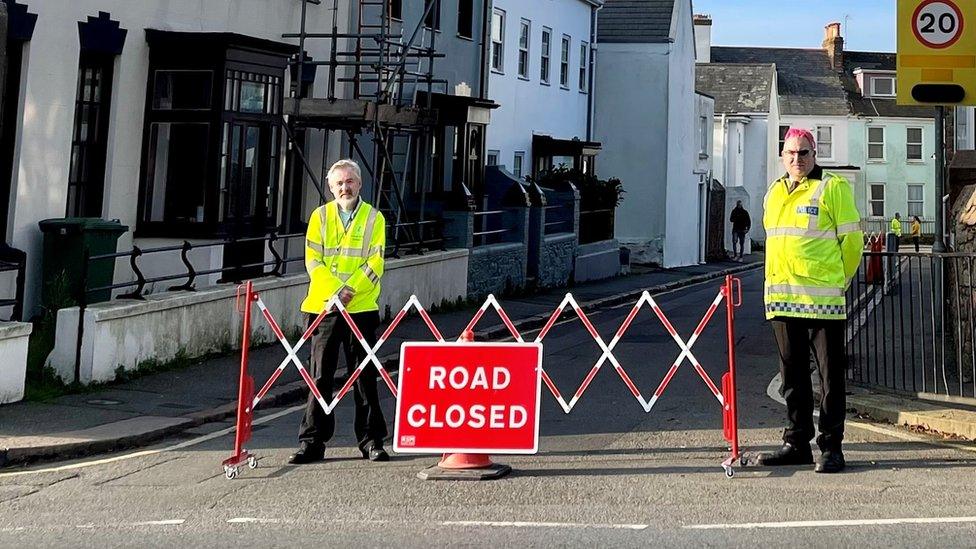 Police officers close Elizabeth Street