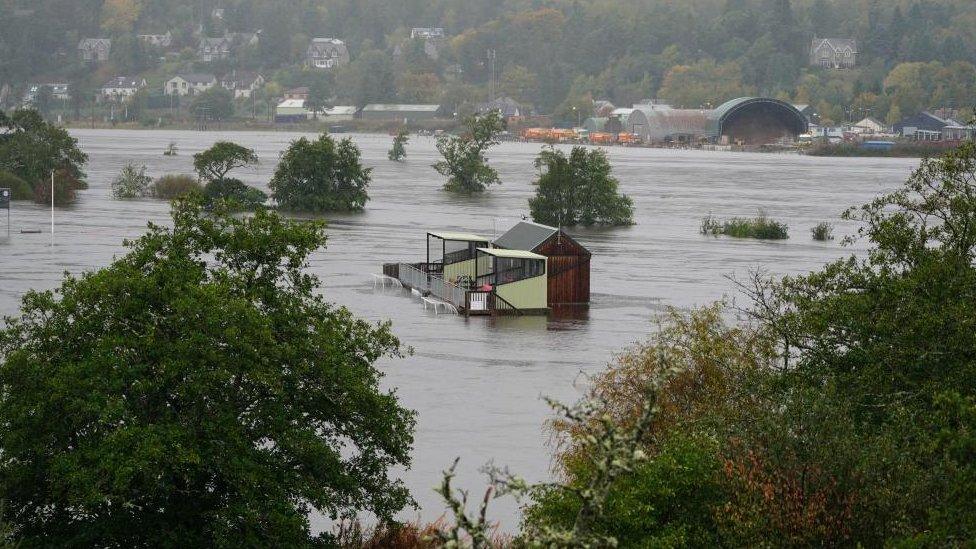 flooded Dell sports field in Kingussie