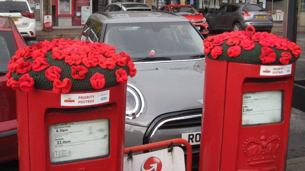 Woollen post box toppers