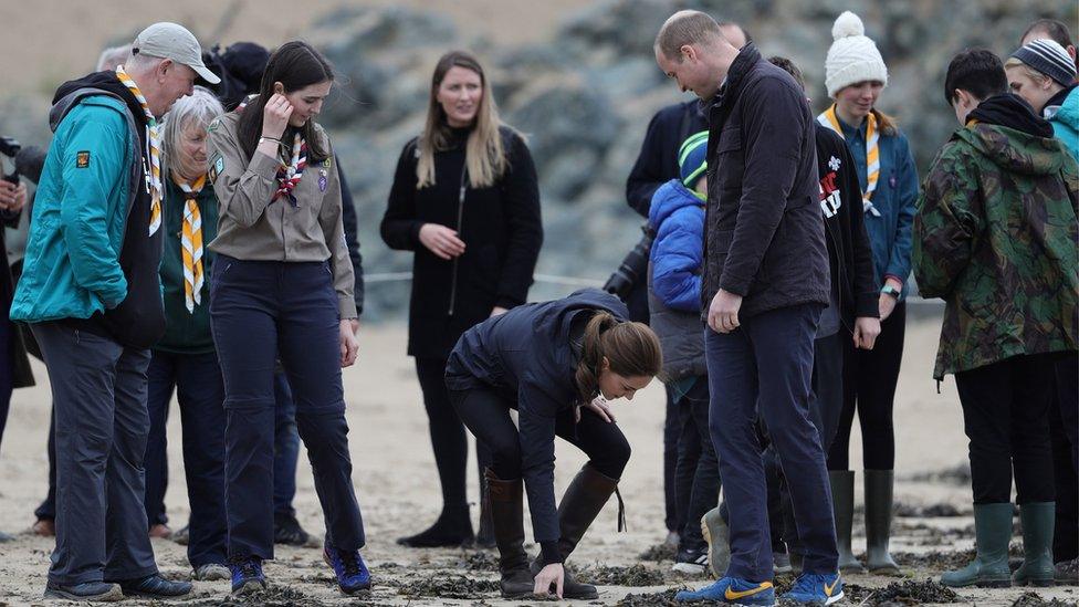 Duchess and Duke of Cambridge with scouts