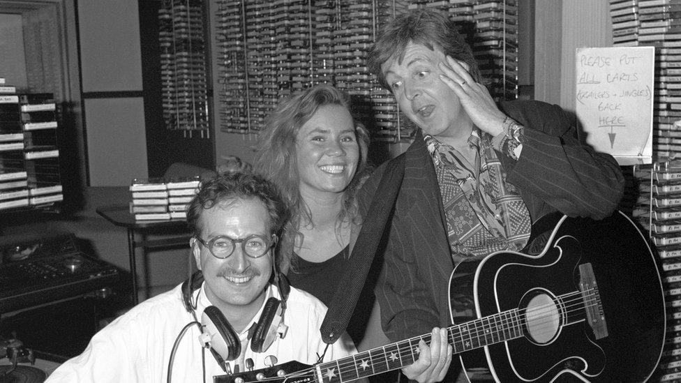 Radio 1 DJ Steve Wright, Dianne Oxberry and Paul McCartney