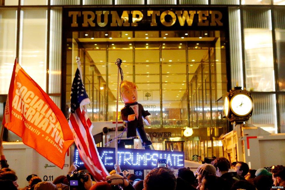 Protestors outside Trump Tower