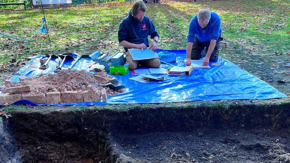 Archaeologists at the dig in October