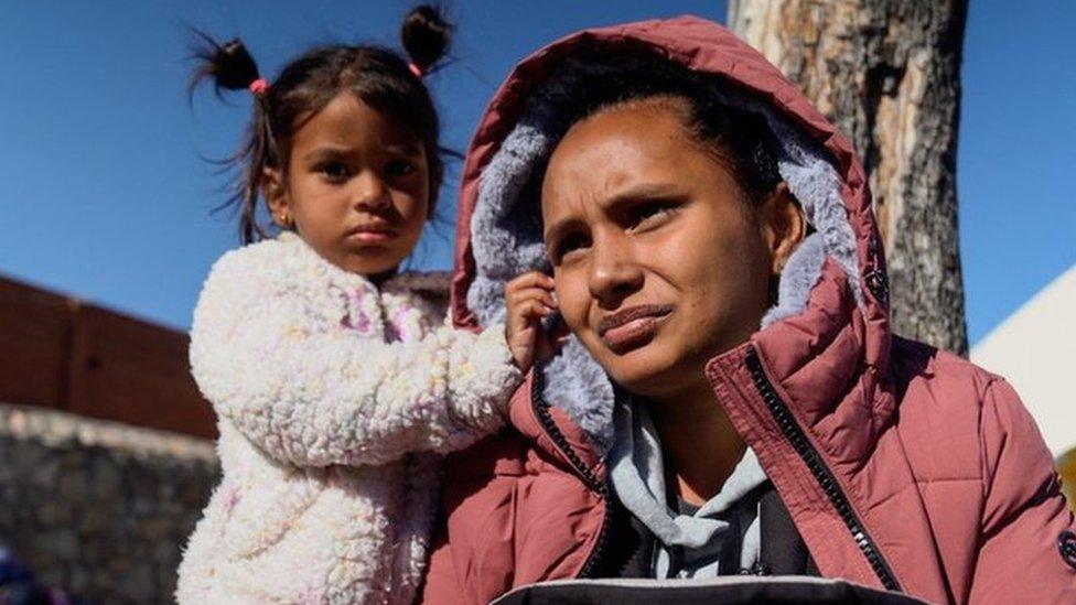 Wilmary Camacho and her daughter Mia are migrants who have just arrived in El Paso