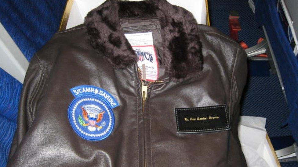 Leather jacket presented to Mr Brown by the US President George W Bush