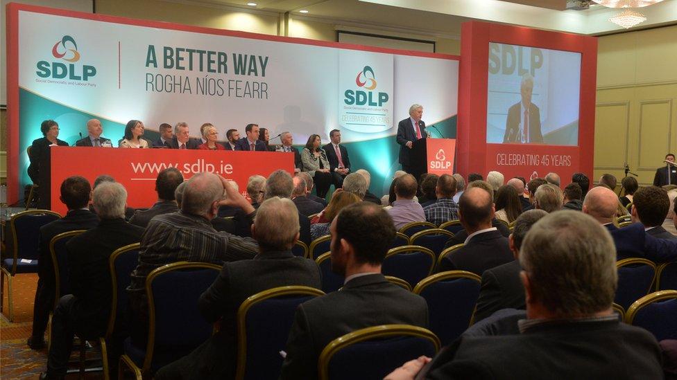 Alasdair McDonnell gives his leadership speech at the SDLP conference