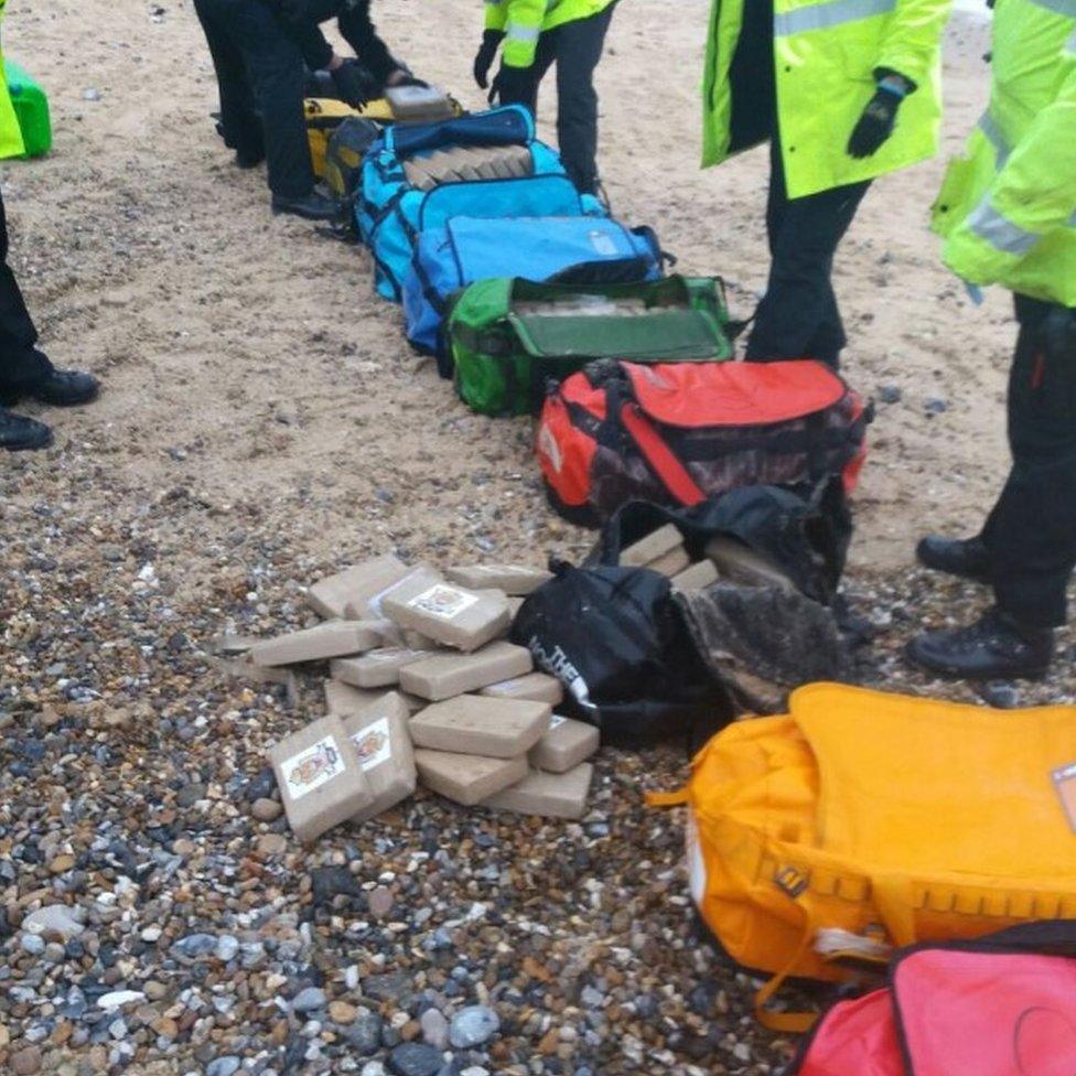 Bags found on a beach at Hopton