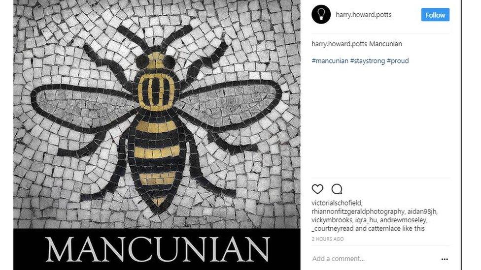 Bee on mosaic - text saying Mancunian