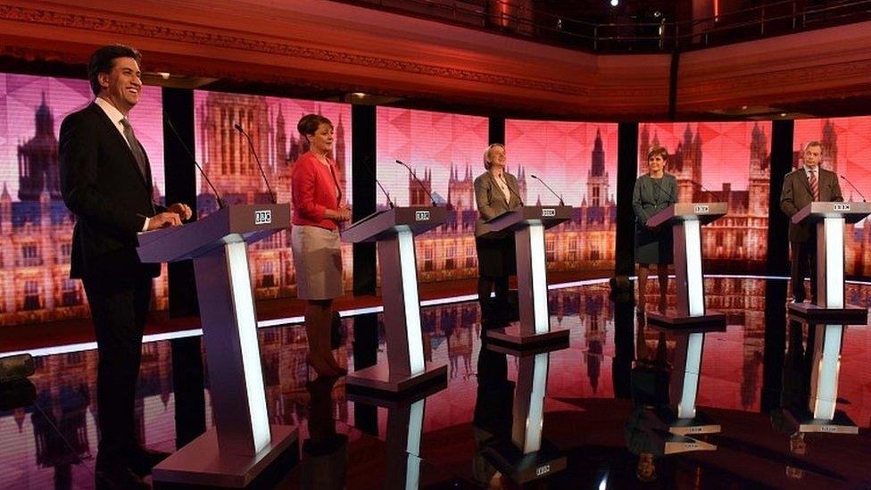 Ed Miliband and other opposition leaders during 2015 debate