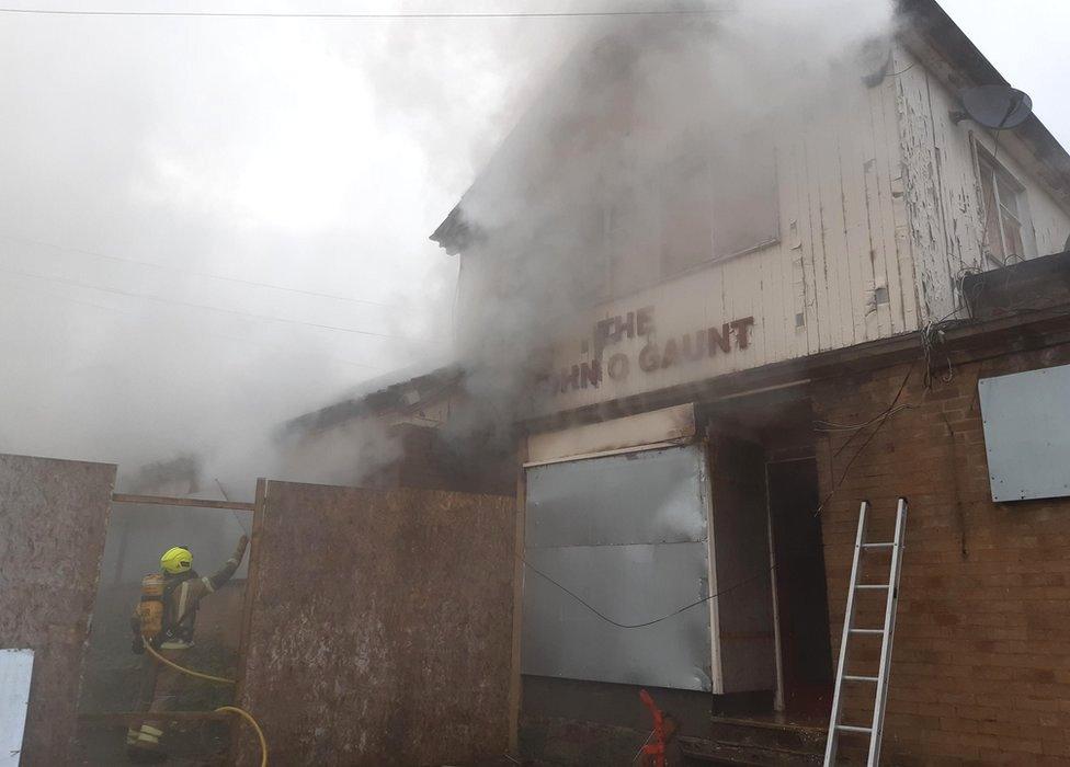 Fire at John O Gaunt Pub, Somerset Ave, Leicester, on Monday