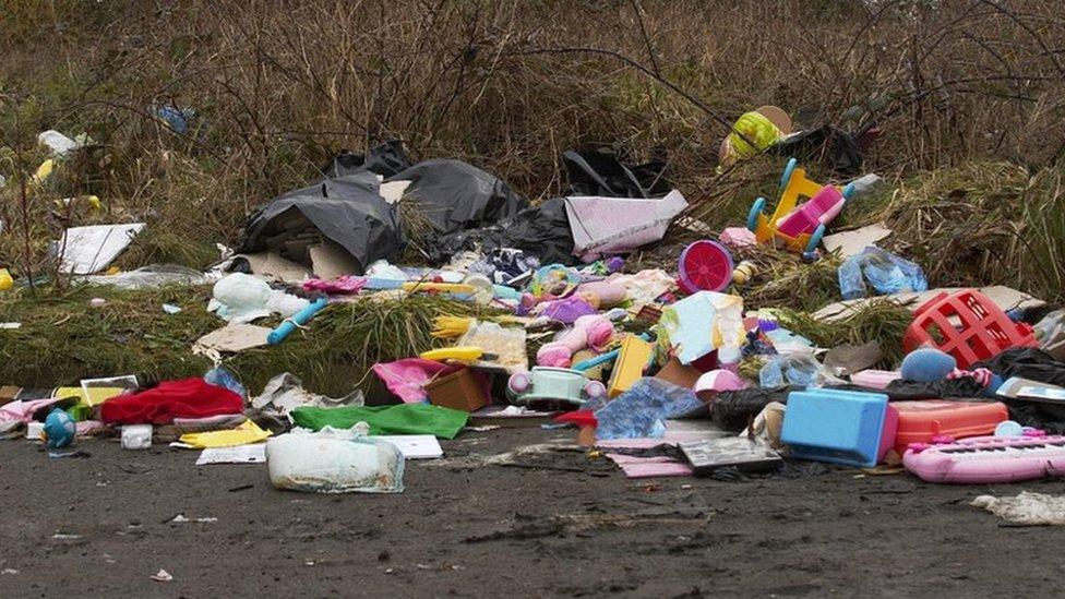 Fly-tipped rubbish