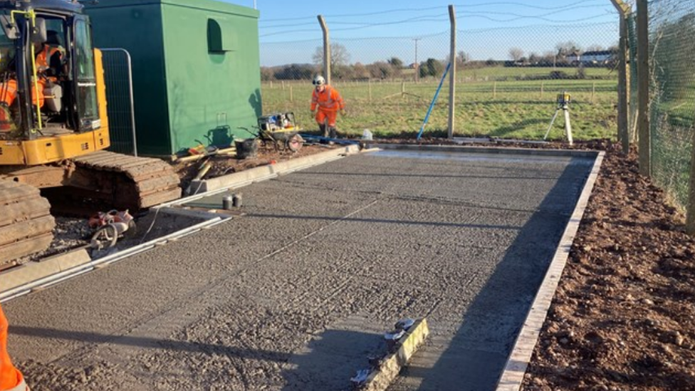 Water treatment works under construction