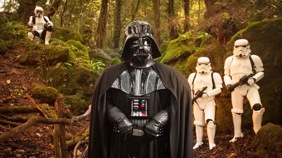 Darth Vader and stormtroopers in Puzzlewood