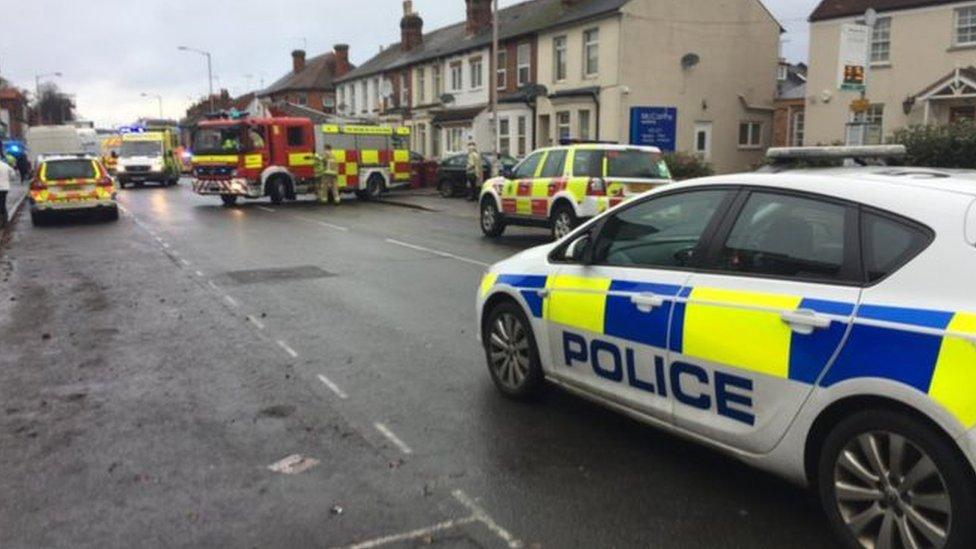 The crash scene in Oxford Road, Reading