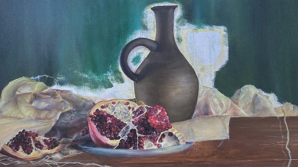 Unfinished Still-life with a Pomegranate, by Vlada Zabielina