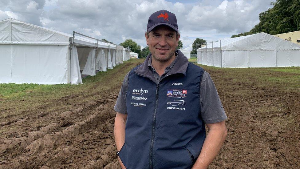 Peter Phillips on the churned up ground of Gatcombe