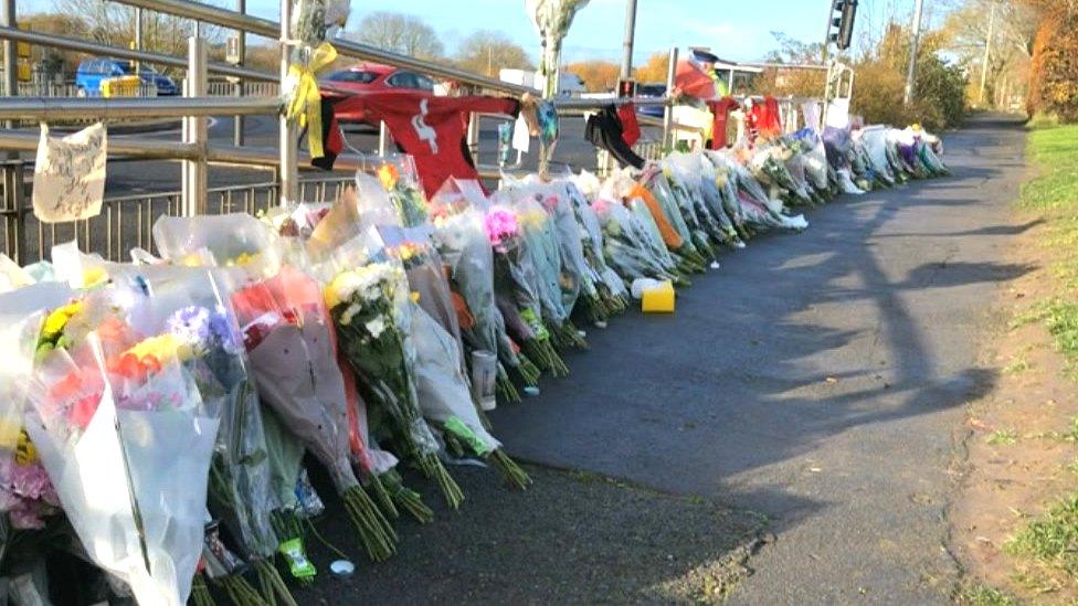 Floral tributes near Nova Hroed Academy in Swindon