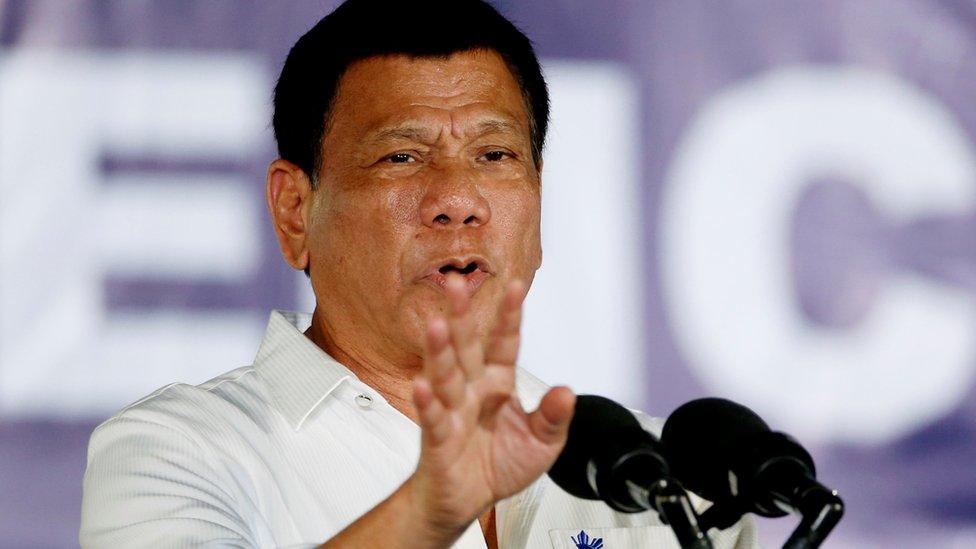 Philippine President Rodrigo Duterte speaks at an anti-drug conference