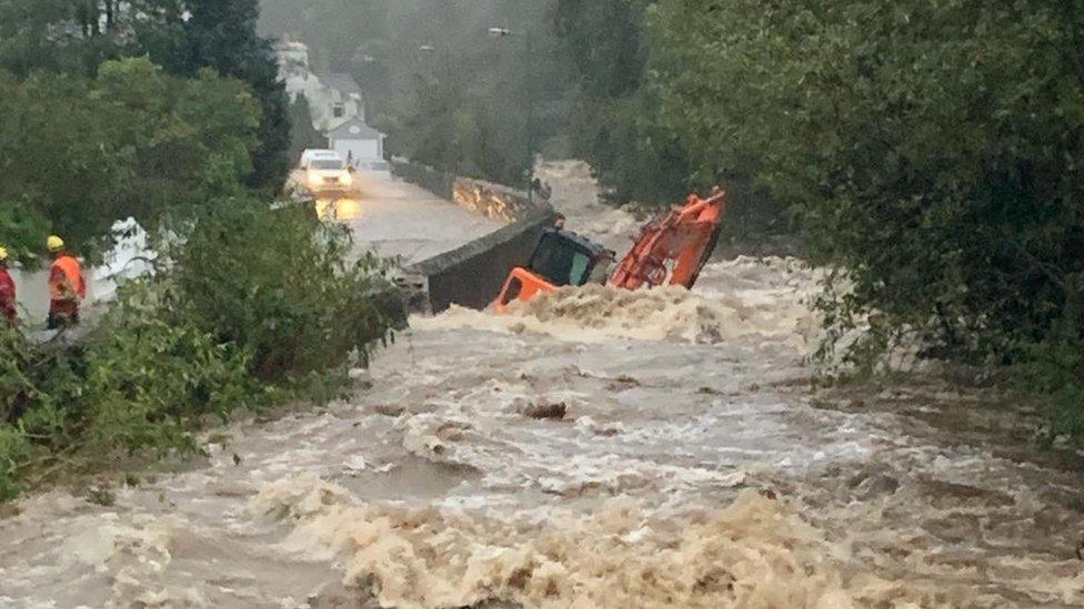 Laxey Road flooding on the Isle of Man