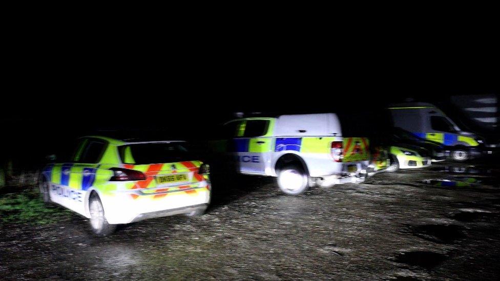 Police cars on Ashley Mill Lane