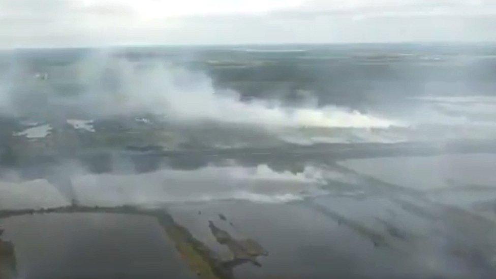 Fire on Hatfield Moors from a drone