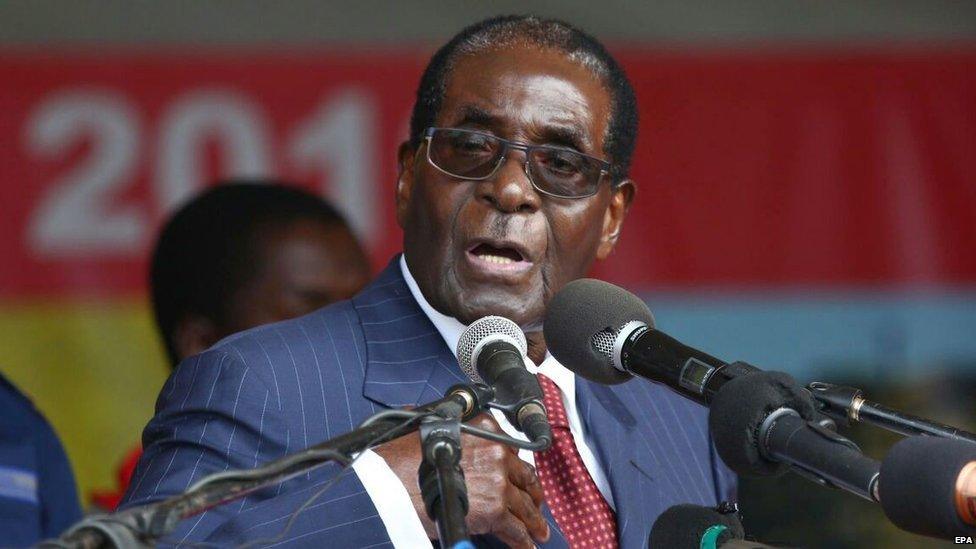 Robert Mugabe speaks at his 92nd birthday party held in Masvingo, Zimbabwe, 27 February 2016.