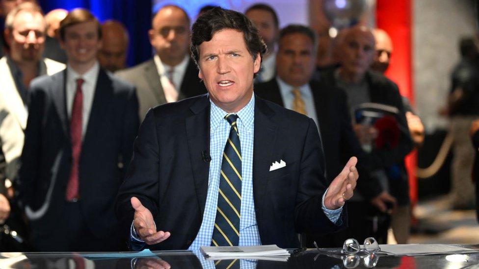 Tucker Carlson speaks during 2022 FOX Nation Patriot Awards at Hard Rock Live at Seminole Hard Rock Hotel & Casino Hollywood on November 17, 2022 in Hollywood, Florida