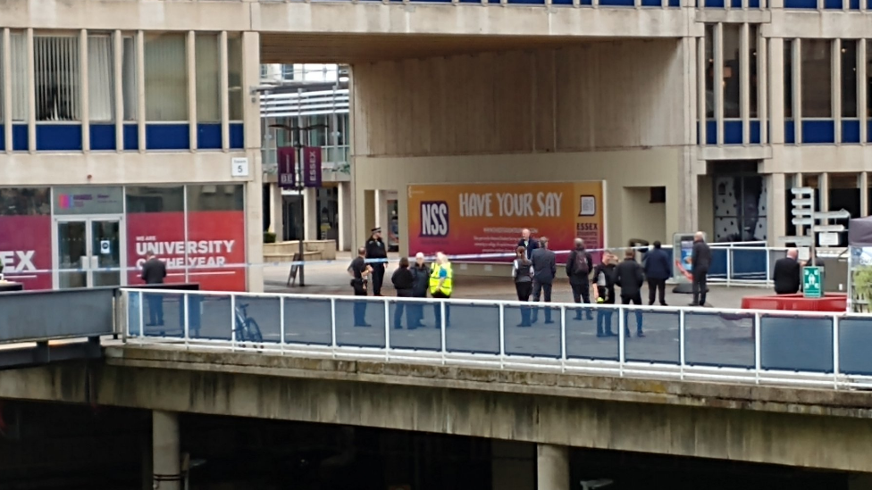 A police cordon set up at University of Essex