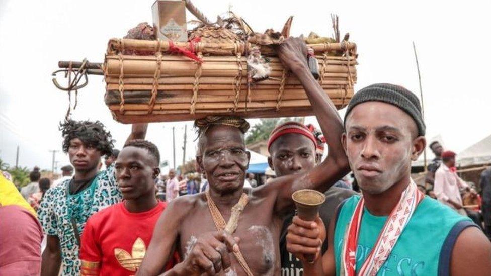 Igbo men at a ceremony in Ohafia