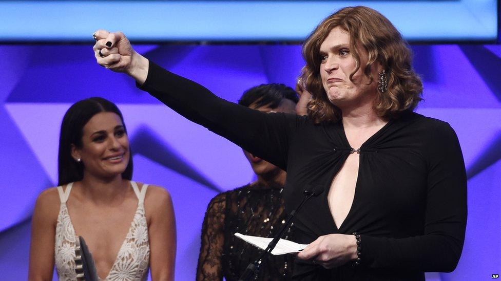 Lana Wachowski receiving GLAAD Media Award