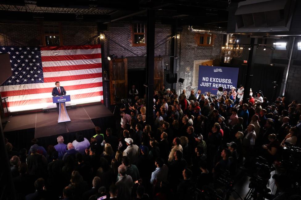 Ron DeSantis in Des Moines two weeks ago