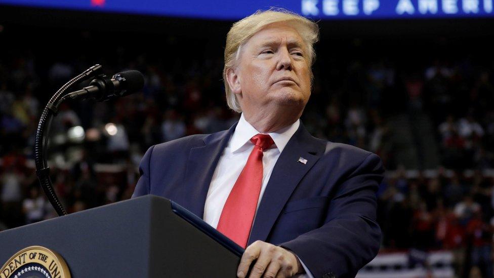 President Trump at a campaign podium in Florida on 26 November 2019