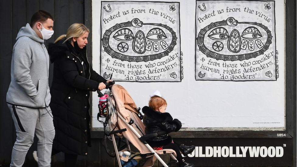 family in street