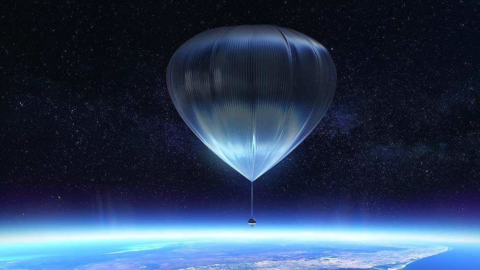 A space balloon travelling above the Earth