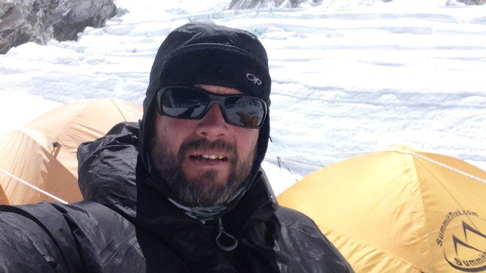 Leslie Binns at camp one on Mount Everest