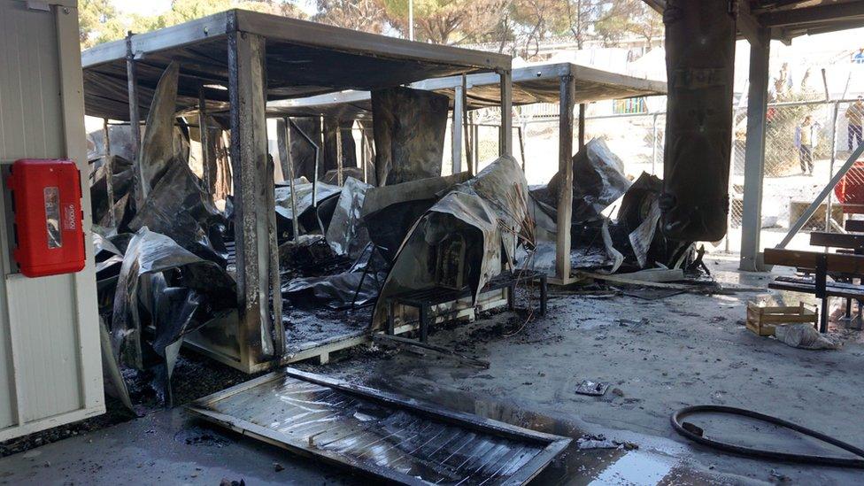 Gutted temporary EU offices, Lesbos, 24 Oct 16