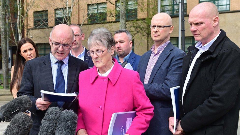 Family of Patsy Kelly outside Police Ombudsman office