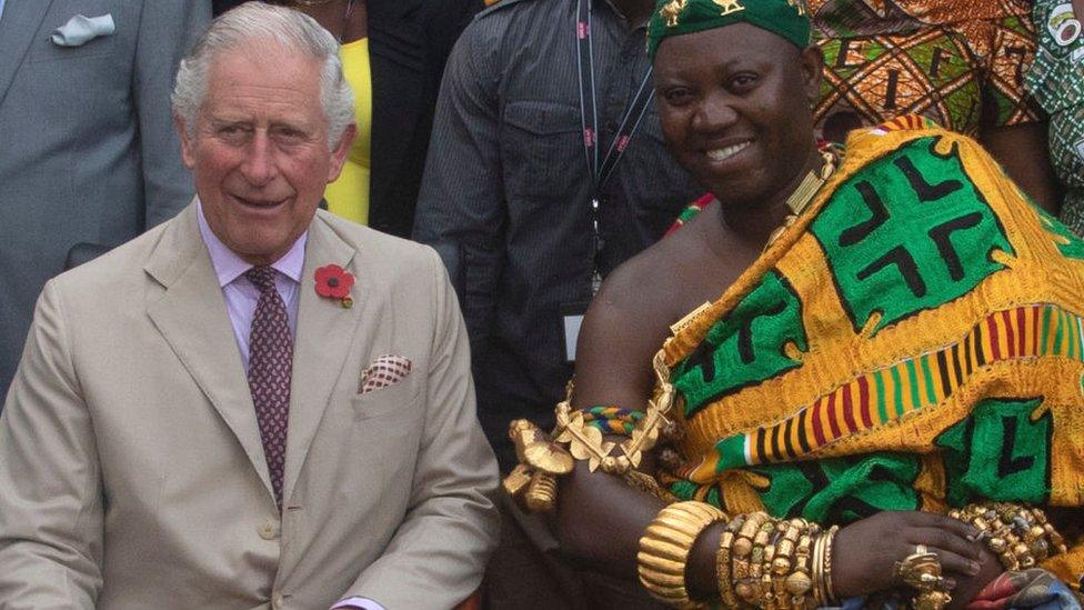 Prince Charles, Prince of Wales tours a Cocoa Farm on November 4, 2018 in Kumasi, Ghana