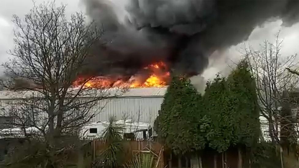 Fire at warehouse