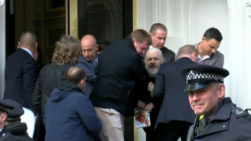 Met Police officers dragged Assange out of the Ecuadorian embassy in London, where he had stayed since 2012