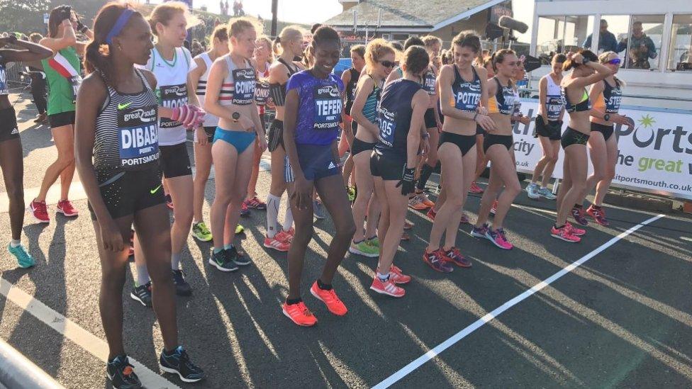 The start of the women's elite race at the Great South Run 2016