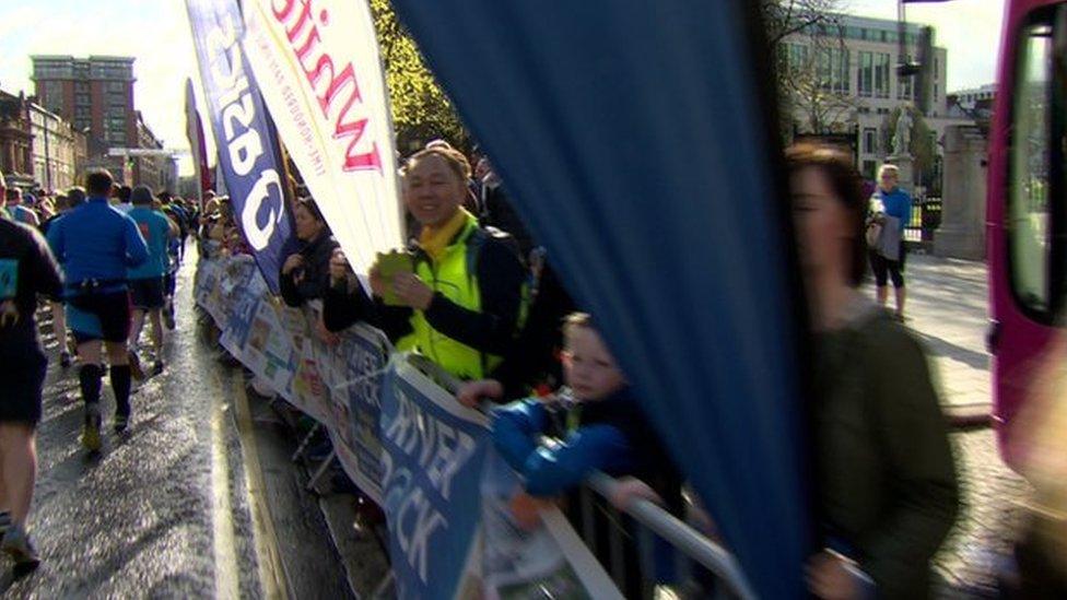 Those taking part were cheered off by spectators who gathered at the city hall