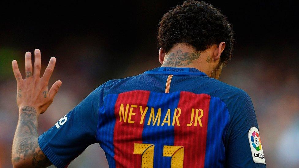 Neymar playing for Barcelona