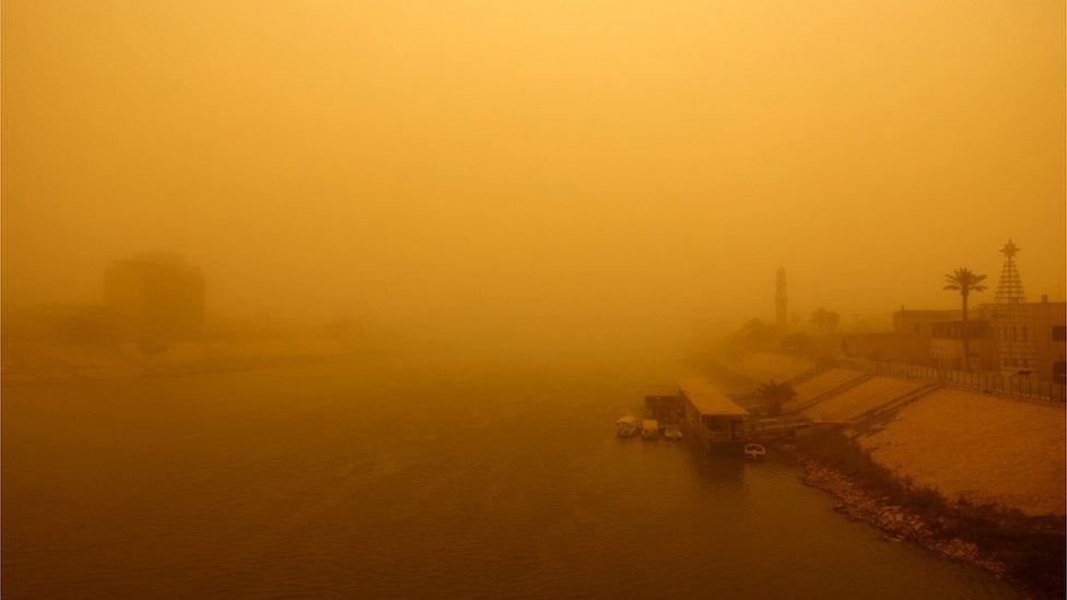 The Tigris River in Baghdad. Iraq.