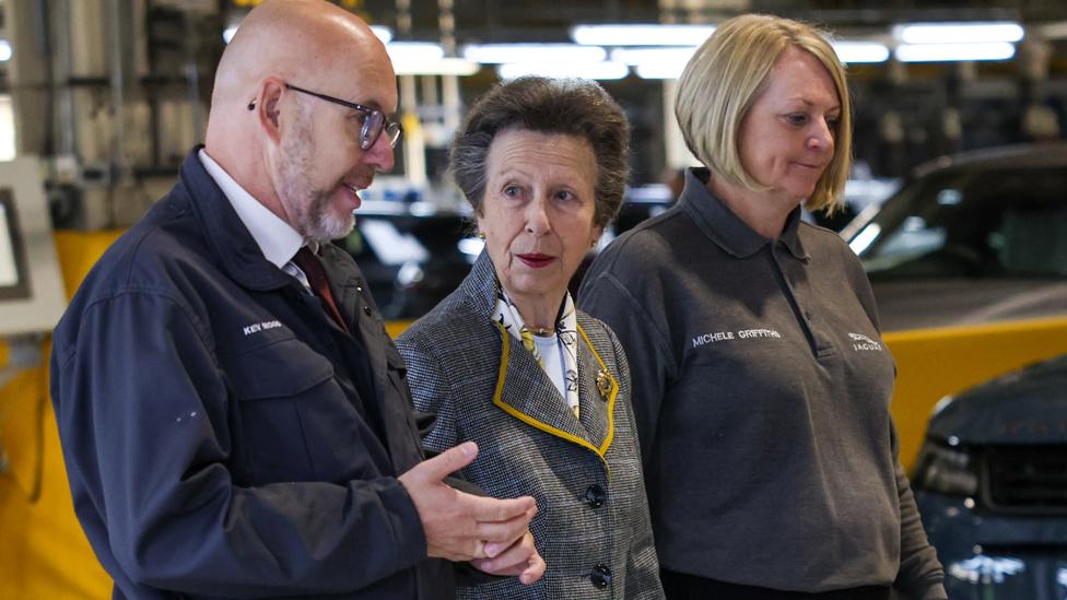 Princess Royal speaking to staff at Halewood