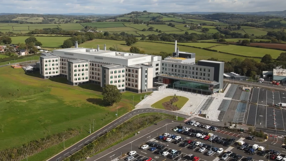 An aerial shot of the Grange hospital 