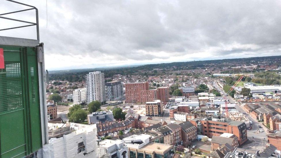 View from the highest occupiable part of the new office development